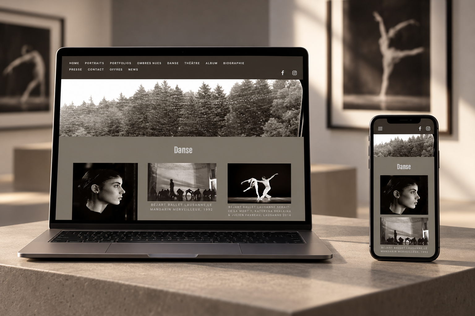 Portfolio Danse de Philippe Pache, photographie de scène sur ordinateur et smartphone